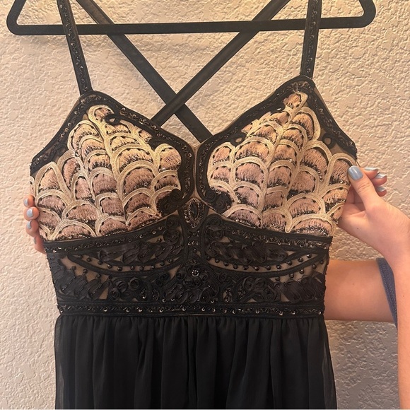 Sue Wong Nocturne Black Beaded Embroidered Maxi Gown Dress Size 4 Formal Prom - Picture 7 of 16